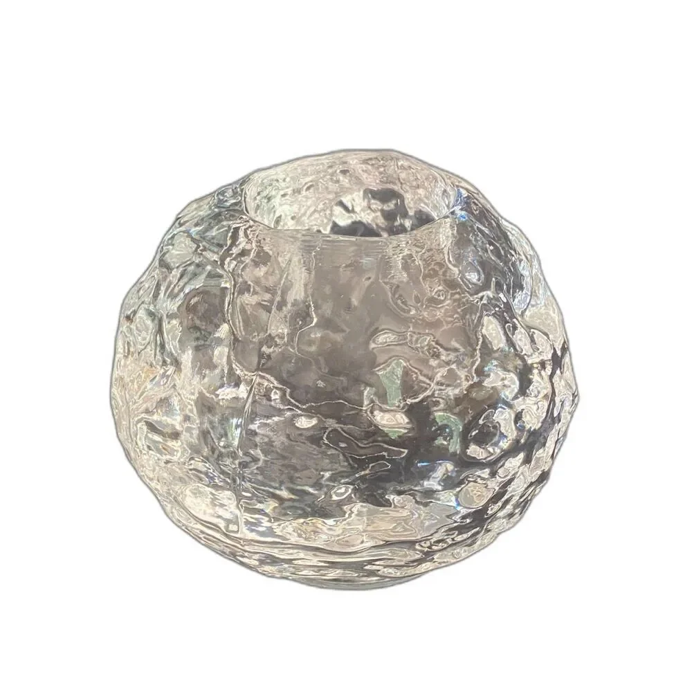 Kosta Boda Sweden Crystal Snowball Votive Candle Holder 3.75” Large